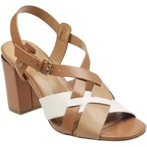 Tommy Hilfiger GRAYSI 2 Block Heel Sandals White/Tan Size 9M